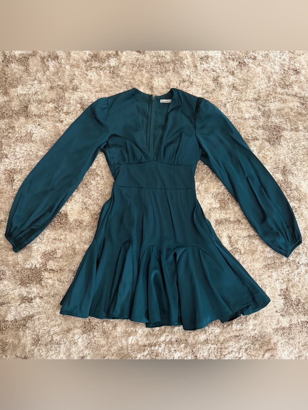 NWT Abercrombie & Fitch Teal V-Neck Long-Sleeve Fit & Flare Dress Size XS